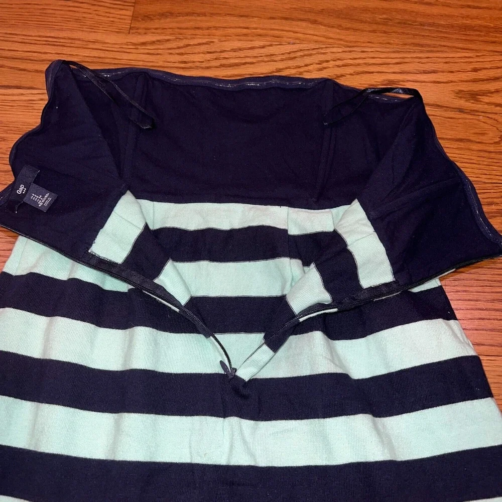 Gap Skirt Soft Knit‎ Striped Foldover Waist Knee Length Skirt Green Navy Size 2